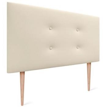 Cabecero Tapizado de Polipiel Aqualine con 2 Hileras de Botones y Patas - Vainilla 105x105cm para Camas 80/90