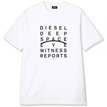Diesel Crisp White Crew Neck Logo Tee - XL, T-Shirts, male, White, Size: XL, Short Sleeve, Cotton