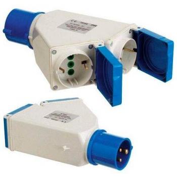 WOLFPACK LINEA PROFESIONAL 19010555 Adaptador Industrial Cetac-schuko Doble 2p con Tapa, Multicolor