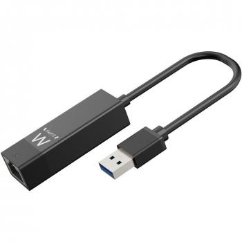Ewent EW1017 Adaptador de Red Ethernet Gigabit USB 3.2 Gen 1 RJ45 Macho-Hembra Negro