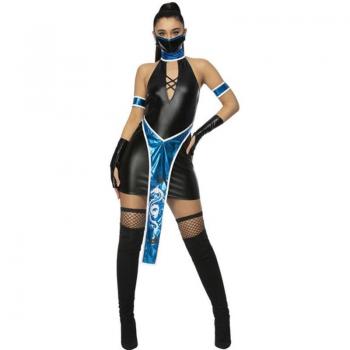 Disfraz de Ninja Fever negro y azul para mujer (Smiffy's)