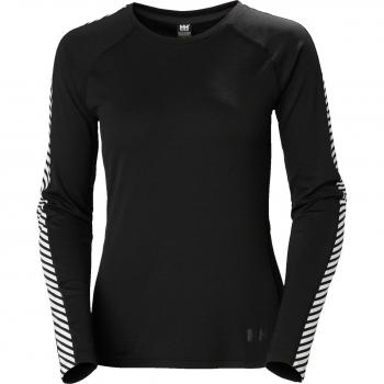 Helly Hansen Women's Lifa Active Stripe Crew Baselayer Top Black Medium