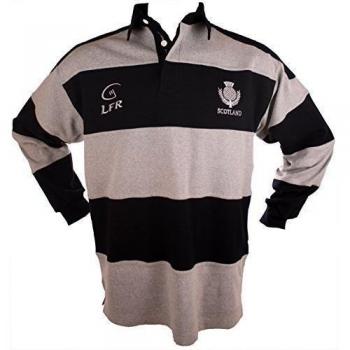 Escocia cincado gris/marina THISTLE bordada manga larga vida para RUGBY SHIRT tallas XS - 3 x l, hombre, color Navy, Grey, tamaño XXL