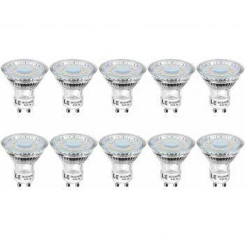 Lepro Bombillas LED GU10 4W, Bombilla GU10 LED Equivalente 50W Halógena, Lámpara LED GU10 350 lumen Blanco Cálido 2700k, Ángulo de haz de 120°, Paquete de 10