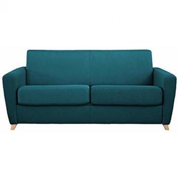Sofá convertible nórdico azul petróleo y madera GRAHAM