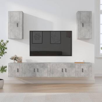 Set de muebles de TV 6 piezas madera contrachapada gris hormigón vidaXL