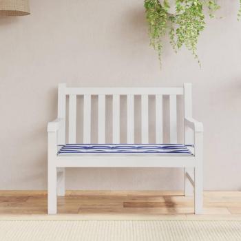 Cojín para banco de jardín tela Oxford a rayas azul y blanco 100x50x3 cm