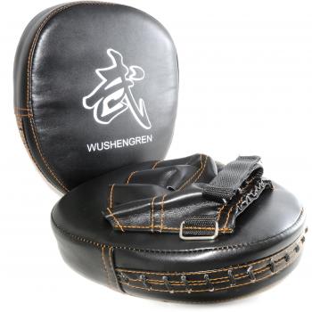 Ganzoo Juego de 2 größenverstellbar Manoplas de punching Pads, con velcro, Thaipads mano universal Thaipads tamaño, – Manoplas de boxeo color negro – Marca
