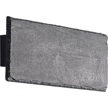 Aplique de pared LED Lindby Peetu, pizarra, angular, moderno, negro, hecho de piedra, para salón y comedor, 1 lámpara
