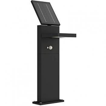 Lámpara solar LED Lucande Silvan con sensor, 60 cm, moderna, gris, hecha de aluminio, para senderos y jardín