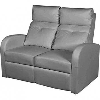 vidaXL Sillón blanco reclinable tapizado cuero artificial 2 plazas cinema casa