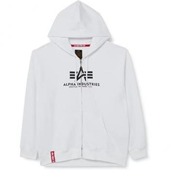 Alpha Industries Basic White Full Zip Hoodie for Men - Size L