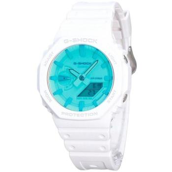 Casio G-Shock GA-2100TL-7A Men's 200M Analog-Digital Quartz Watch with White Resin Strap and Multicolor Dial
