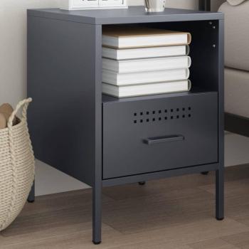Mesita de noche acero laminado en frío 36x39x50,5 cm Negro, Rosa, Antracita Mesita habitación mesitas de noche dormitorio para Salón, Estudio, Mesa Auxiliar