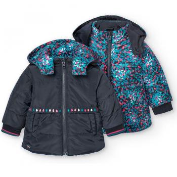 Parka reversible de bebé niña Boboli AW24229182 con plumífero, capucha y cintura ajustable