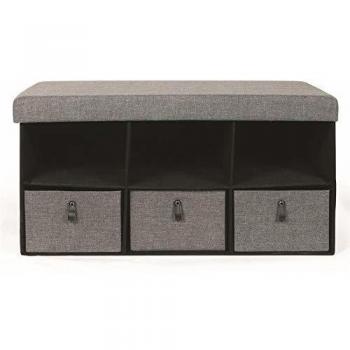 Banco Puf Zapatrero Gris Oscuro con Almacenamiento Inteligente 76x38x38 cm