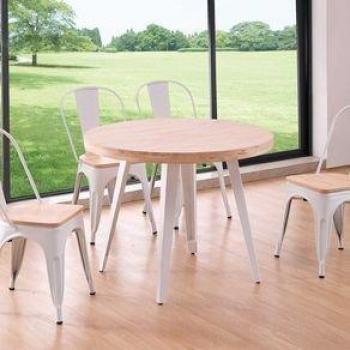 Mesa de Comedor Berg Forma Redonda Roble Nordish/Blanco 76Xø100 cm