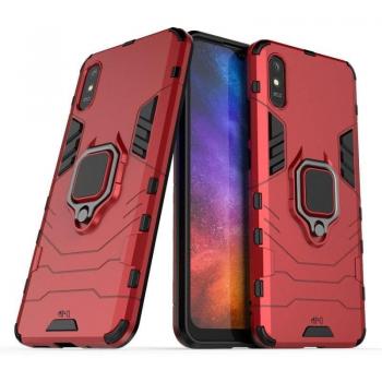 Funda Magnética Con Anillo Para Móvil Xiaomi Redmi 9A / 9AT Rojo - Carcasa Magnética Antigolpes Resistente Rígida Dura con Tecnología de Absorción de Golpes