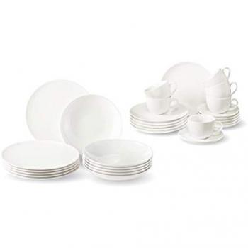 Vajilla de 30 piezas New Fresh Basic de Villeroy & Boch - Porcelana dura, apta para lavavajillas y microondas, color blanco