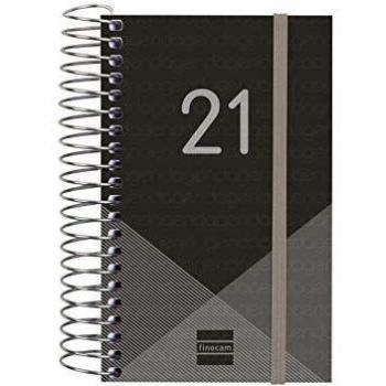 Finocam - Agenda 2021 1 Día página Espiral Year Negro Español, Mini - E3-79x127 mm