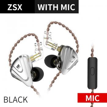 Auriculares Intrauditivos KZ ZSX de Metal con Tecnología Híbrida 5BA+1DD, Cancelación de Ruido y Sonido HiFi para Juegos y Música