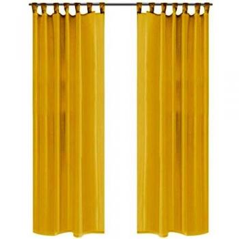 vidaXL 2X Cortinas Gasa/Tul Cenefa Decoración Ventanas Salón Dormitorio Sala de Estar Cocina Privacidad Protección 140x245cm Amarilla