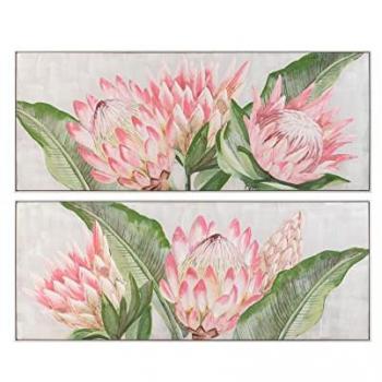 Cabecero de Cama Adda Home Set 2 Cuadros Flores 150x4x60 Cm, incluye set de 2 cuadros rosa de lienzo, dimensiones 60x4x150 cm, 80% pintado a