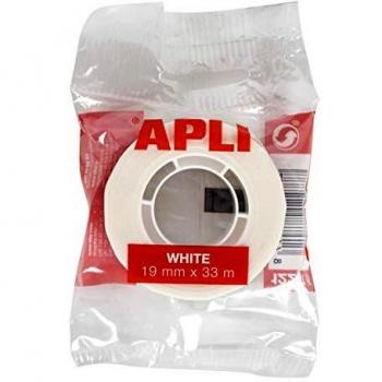 Cinta Adhesiva Apli de Polipropileno y Vinilo, 19mm x 33m, Color Blanco con Acabado Radiante