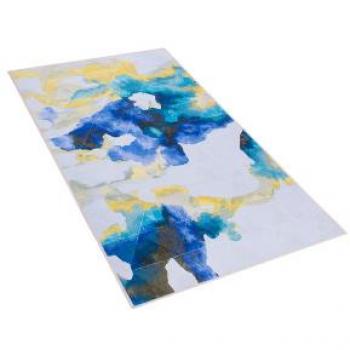 Alfombra multicolor de poliéster 80 x 150 cm Ceyhan, diseño abstracto con fondo de goma