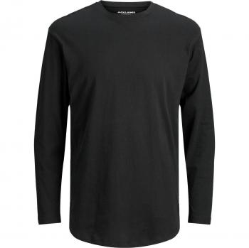 Jack & Jones Noa Men's Long Sleeve Black T-Shirt - Organic Cotton, Relaxed Fit, Size XL