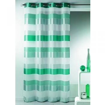 Cortina de Voile Decorativa con Rayas Horizontales Azul 140x240 cm - HOME MAISON - Acqua - Sintética