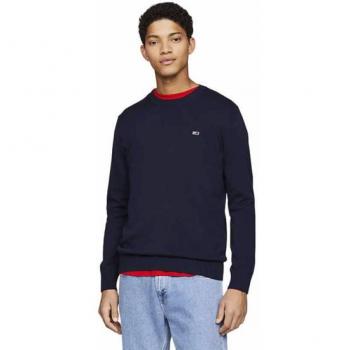 Tommy Jeans Essential Light Sweater for Men - Size M - Dark Night Navy Blue Cotton Knit