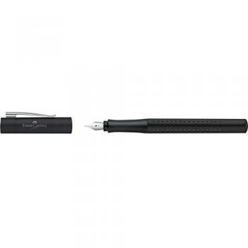Pluma Estilográfica Faber-Castell Grip 2011, Negro, Punta Media, Diseño Ergonómico y Recargable