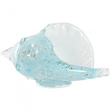 Figura Decorativa DKD Home Decor Caracola Cristal Azul Perlado 26 x 11 x 13 cm