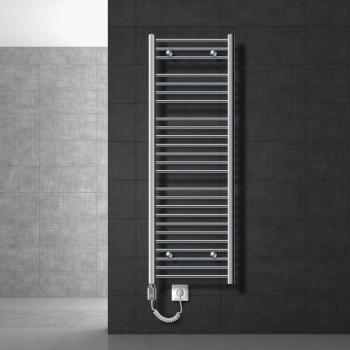 Radiador Eléctrico para Baño Sahara 500 x 1500 mm Cromado Curvado con Conexión Lateral y Termostato 1200W