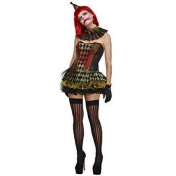 Fever 43987 - Disfraz de Payaso Zombi, Vestido de tutú, Sombrero y Cuello, Halloween, Talla L, para Mujer