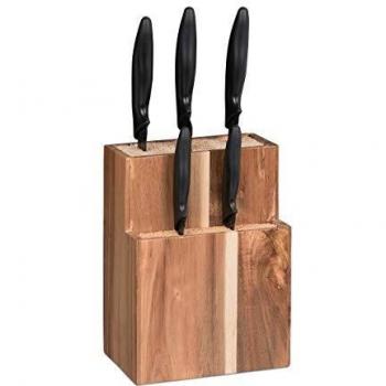 Bloque para cuchillos Relaxdays, vacío con cerdas, capacidad para 11 cuchillos, dimensiones 24x18x11.5 cm, madera natural