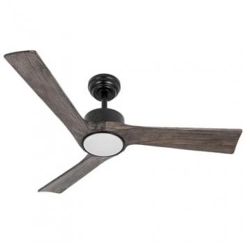 Ventilador de Techo FABRILAMP Orinoco 24W Negro con 3 Aspas de Roble, 2424lm, Luz Regulable (3000K-4000K-6500K), Mando a
