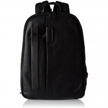 Piquadro Unisex Black Leather Backpack - ONE SIZE