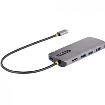 StarTech.com USB C Multiport Adapter 4K 60Hz HDMI Video 3 Port 5Gbps USB Hub 100W Power Delivery Pass-Through GbE 12/30cm Cable Mini Travel Dock Laptop Docking Station Wired USB