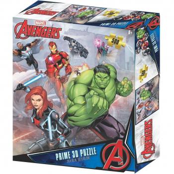 Puzzle Marvel Los Vengadores - Edición Especial de 500 Piezas con Collage de Personajes en 3D