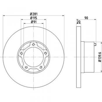 Disco de freno HELLA 8DD 355 100-901 para Volkswagen LT 28-35 I Van, disco sólido