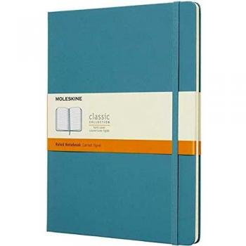 Cuaderno Moleskine XL Tapa Dura Rayado Color Azul Arrecife 19 x 25 cm