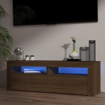Mueble de TV con luces LED roble marrón 120x35x40 cm