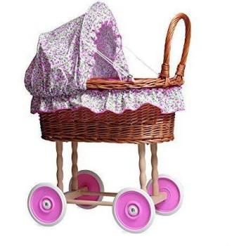 Egmont Toys- Cochecito de Mimbre con Flores, Color Rosa