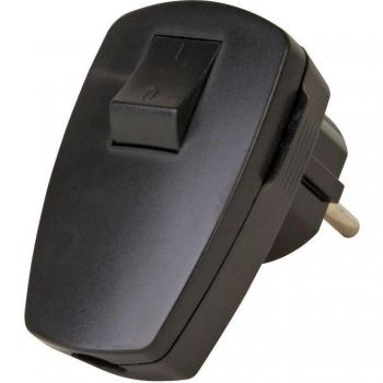 Enchufe Kopp con interruptor de palanca y toma de tierra, negro