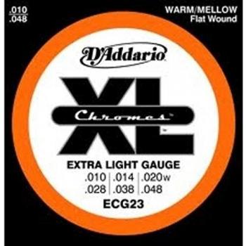 D'Addario ECG23 Chromes Extra Light Flatwound Electric Guitar Strings 10-48