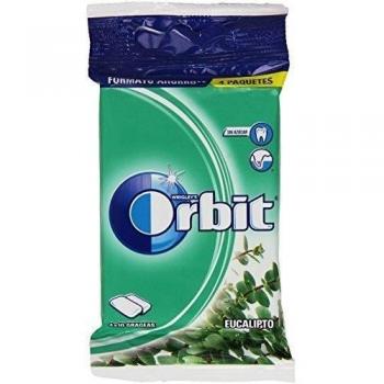 Orbit Chicle sin Azúcar con Sabor A Eucalipto 4 Paquetes x 10gageas