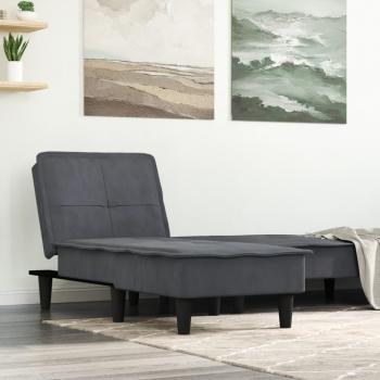 Chaise Longue de Terciopelo Gris Oscuro
