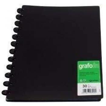 Grafoplás 39393010. Carpetas de Fundas Extraíbles, Grafo In, 30 Fundas, A4, Negro, Mecanismo de Discos.